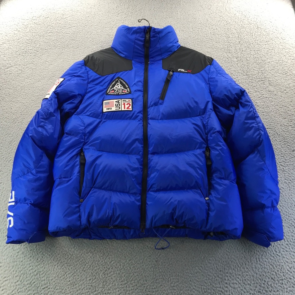 RLX Ralph Lauren Jacket Mens Large Blue 2012 Himal Expedition Down Puffer USA